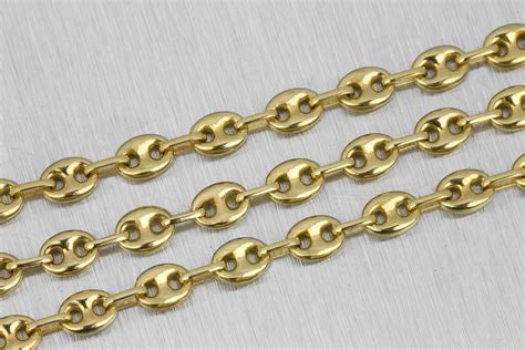 14k gucci puff chain|Gucci puffed mariner chain link.